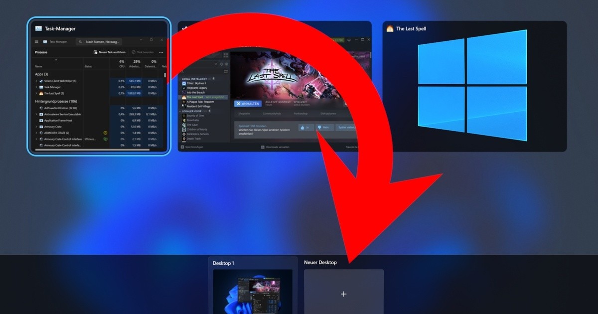 Zweiter Desktop Ein kleiner, aber feiner Trick für WindowsNotfälle